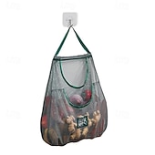 Недорогие Хранение вещей и организация пространства-Двухслойный большой подвесной сетчатый мешок для хранения кухонных овощей, настенный органайзер для лука и чеснока с ручками, дышащий многоцелевой сетчатый мешок