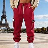 economico Carico-Per uomo Pantaloni da tuta Pantaloni in Pile Joggers Pantaloni Pantaloni invernali Coulisse Tasca Elastico in vita Patchwork Comodità Caldo Sport all'Aperto Quotidiano Moda Casual Nero Bianco