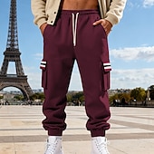 economico Carico-Per uomo Pantaloni da tuta Pantaloni in Pile Joggers Pantaloni Pantaloni invernali Coulisse Tasca Elastico in vita Patchwork Comodità Caldo Sport all'Aperto Quotidiano Moda Casual Nero Bianco