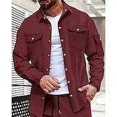 preiswerte Herrenhemd zum Knöpfen-Herren Hemd Sommerhemd Freizeithemd Knopfhemd Schwarz Weiß Gelb Rosa Wein Langarm Einfach Revers Urlaub Hawaiianisch Tasche Bekleidung Polyester Mode Lässig Bequem