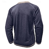 economico Magliette casual da uomo-Per uomo Maglietta Maglia Henley Camicia a Maniche Lunghe Manica Lunga Henley Primavera Autunno Blocco di colori Moda Designer Essenziale Tasche Vacanza Streetwear Uscire Rosso scuro Nero Blu marino