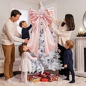 baratos Laços &amp; Fitas-Grandes laços de fita rosa de Natal, enfeites para árvores de Natal, 24x40 polegadas, laço de fita para sala de estar, aniversário, decoração de parede, bailarina e decoração de feriado