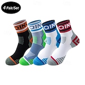 levne pánské ponožky-Pánské 4 páry Vícenásobné balení Ponožky Koşu Çorapları Ponožky pro běžné nošení Černá Rubínově červená Barva Barevné bloky Písmena Dovolená Sporty a outdoor Denní Základní Střední Jaro Podzim Módn