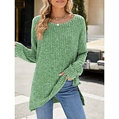 halpa Naisten Yksinkertaiset Paidat-Naisten Pusero Yhtenäinen väri Tyylikäs Vapaa-aika Pitkähihainen Tiukka pyöreä kaula-aukko Tavalliset topit Päivittäin Rypytetty Ruohonvihreä Musta Punastuvan vaaleanpunainen Viini Sininen Kevät