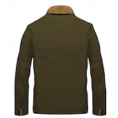 billige Cargo jakker-Herre Fleece-jakke Cargo jakke Avslappet Daglig Taktisk Lomme Gammeldags stil Høst Vinter Helfarge Aktiv Årgang Normal Bomull Svart Mørkegrønn Kakifarget Jakker