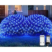 economico Strisce LED-Set di luci a rete collegabili 3 in 1 per interni ed esterni, luci decorative per Natale, Capodanno, matrimonio, atmosfera festiva, telecomando a 13 tasti, tensione di sicurezza 31 V, 1,5 * 1,5 m - 96