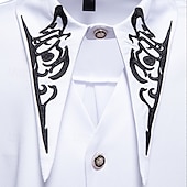 preiswerte Satinhemden für Herren-Herren Hemd Satinhemd Kleidhemd Besticktes Hemd Schwarz Weiß Langarm Geometrisch Einfach Gerader Kragen Urlaub Geschäft Stickerei Bekleidung Mode Lässig Smart Casual