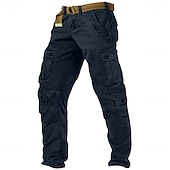 Недорогие Брюки карго-Муж. Брюки карго Брюки-карго Рабочие брюки Штаны для туризма и прогулок Прямая нога 8 карманов Полотняное плетение Влагоотводящие Пригодно для носки Полная длина