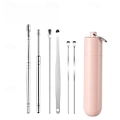 cheap Personal Care &amp; Health-6pcs Stainless Steel Ear Wax Removal Tool Set Spiral Rotating EarPicking Spoon Ear Picker Spoon For Cleaning Collecting Ear Wax