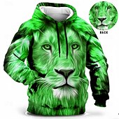 Χαμηλού Κόστους ανδρικά φούτερ με κουκούλα-Ανδρικά Μεγάλα Μεγέθη Φούτερ πουλόβερ με κουκούλα και πουλόβερ Μεγάλος και Ψηλός Ζώο Με Κουκούλα Τσέπη Μακρυμάνικο Άνοιξη &amp; Χειμώνας Μοντέρνα Κομψό στυλ street Βασικό Άνετο Καθημερινά Ρούχα Διακοπές