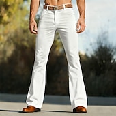 halpa Chinot-Miesten Housut Bell Bottom Leveät housut Kiinalainen Rennot housut Tasku Suora jalka Tavallinen Mukavuus Pehmeä Täyspitkä Päivittäin ulko- Bile Muoti Katutyyli Musta Valkoinen Mikrojoustava