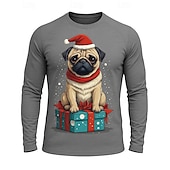 olcso Futó pólók és ujjatlan felsők-Karácsony Férfi Majica za trčanje Torna póló Fitness póló 3D nyomtatás Hosszú ujj Felsők Utca Hétköznapi Ősz Grafika Upijanje znoja Légáteresztő Sportos sportruházat Sportruházat Szürke