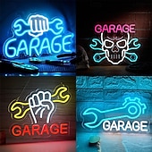 Недорогие Декоративные огни-1 шт. инструмент для ремонта гаража, светодиодный акриловый настенный светильник в форме щита, неоновый светильник, атмосферный светильник в форме гаечного ключа, декоративный светильник с USB-блоком