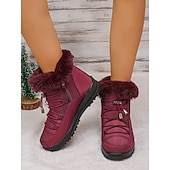 preiswerte Damenstiefel-wasserdichte Schneestiefel für Damen mit Kunstfellfutter – Winterstiefel zum Schnüren mit Reißverschluss und verstellbaren Schnürsenkeln, in mehreren Farben erhältlich