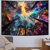 Недорогие Настенные гобелены-гобелен Плакаты Одеяло Aurora 森林 3D Спальня Гостиная Общежитие Комната для подростков Общежитие колледжа Стена крыльца Домашний декор