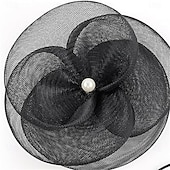 baratos Fascinadores-Fascinadores Tule Pérola Chapéu Fedora Casamento Festa de Chá Corrida de cavalos coquetel Elegante Vintage Com Perola Imitação Capacete Chapéu