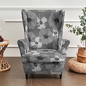 abordables Funda para silla con respaldo-floral, rayado &amp;Fundas para sillones orejeros con estampado geométrico, fundas elásticas de poliéster para sillones, protectores decorativos para muebles