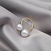 preiswerte Damenringe-Damen-Doppelperlenring – moderner, verstellbarer Statement-Schmuck für Hochzeiten, Partys und besondere Anlässe