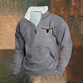 economico Felpe 3D da uomo-Per uomo Maglia Felpa con zip corta Nero Bianco Verde militare Rosso Blu Mezza zip Mucca Mezza cerniera Sport &amp; Outdoor Quotidiano Ferie Poliestere Streetwear Essenziale Casual Autunno Inverno