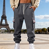 economico Carico-Per uomo Pantaloni da tuta Pantaloni in Pile Joggers Pantaloni Pantaloni invernali Coulisse Tasca Elastico in vita Patchwork Comodità Caldo Sport all'Aperto Quotidiano Moda Casual Nero Bianco