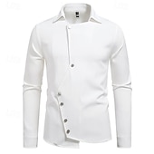 preiswerte Herrenhemd zum Knöpfen-Herren Hemd Sommerhemd Freizeithemd Strandhemd Knopfhemd Schwarz Weiß Kaki Langarm Einfach Revers Urlaub Hawaiianisch Knöpfe Bekleidung Mode Lässig Bequem