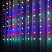 Недорогие LED ленты-Новые светодиодные занавесные звёздные гирлянды работающие от USB с дистанционным управлением для праздничных гирлянд на террасе на заднем дворе для вечеринки многоцветное освещение