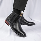 お買い得  チェルシーブーツ-メンズブラウンフェイクレザーチェルシーブーツ - スタイリッシュなスリッポンデザイン、快適で多用途、フォーマルやスマートカジュアルなシーンに最適