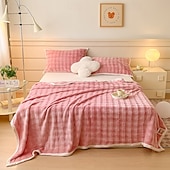 cheap Blankets &amp; Throws-Rabbit Fur Blanket Soft Plush Throw Blanket for Office Nap Single Double Bed Warm Faux Fur Blanket Cozy Sofa Air Conditioning Blanket