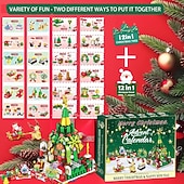 Χαμηλού Κόστους Ημερολόγιο έλευσης-Χριστουγεννιάτικο ημερολόγιο Advent με τουβλάκια για παιδιά, δώρο αντίστροφης μέτρησης για τα Χριστούγεννα, σετ παιχνιδιών κατασκευής χριστουγεννιάτικου δέντρου 2025 με ζεστά φώτα, εορταστικό