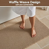 abordables Alfombra de baño absorbente-Alfombra de baño tipo gofre, alfombras de baño bohemias antideslizantes y lavables, ultrasuaves, súper absorbentes y de secado rápido, decoración rústica para el baño