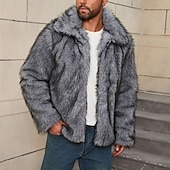 abordables Manteaux &amp; vestes-Homme Veste d'hiver Manteau en Fausse Fourrure Vacances Quotidien Chaleur Thermique Toison Automne Hiver Uni Mode Streetwear Revers Régulier Fausse fourrure Blanche Marron Gris Veste