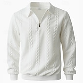 Недорогие Базовые толстовки-Муж. Жаккард Толстовка Натяни Толстовка с застежкой-молнией Черный Белый Хаки Серый Лацкан Полотняное плетение Текстура Для занятий спортом Повседневные Праздники Уличный стиль Круто Спортивная одежда