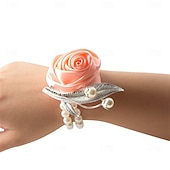 billiga Bröllopsbuketter-Bröllop handled blommor Handleds Corsage Bröllop / Fest Satin / Metall Blomstil