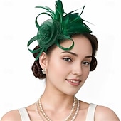 cheap Fascinators-Fascinators Feathers Fedora Hat Wedding Tea Party Horse Race Cocktail Elegant Vintage With Feather Headpiece Headwear