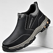 baratos Sapatos Casuais Slip-On-mocassins masculinos de couro sintético marrom escuro com sola antiderrapante resistente, calçados confortáveis para caminhadas ao ar livre, uso casual e em viagens