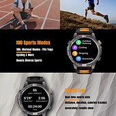 رخيصةأون ساعات ذكية-ساعة ذكية 2025 بنظام تحديد المواقع العالمي (GPS) بشاشة 1.46 بوصة مزودة ببوصلة ومصباح يدوي وبلوتوث ومكالمات وبطارية 580 مللي أمبير في الساعة ومقاومة للماء وتتبع اللياقة البدنية وساعة رياضية ذكية