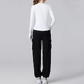 preiswerte Lauf-T-Shirts &amp; Tanktops-Damen Einfarbig Lauf-T-Shirt Fitnessshirt Sporttop Frühling Herbst Langarm Athleisure Baumwolle Warm Weich Atmungsaktiv Fitnessstudio Wandern Laufen Training Yoga Weinrot Schwarz Weiß Sportbekleidung