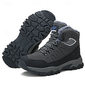 voordelige Winter- en sneeuwlaarzen-beige en zwarte waterdichte wandelschoenen voor heren met antislipzool en warme voering, outdoor trekkingschoenen voor winterkamperen en bergavonturen