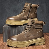 זול מגפי עבודה-מגפי הליכה בצבע חום בהיר לגברים - עמידים ונוחים, מושלמים להרפתקאות חוץ, טיולים רגליים ולבוש יומיומי