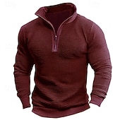 cheap Basic Sweatshirts-Men's Sweatshirt Quarter Zip Sweatshirt Wine Army Green Brown Coffee Gray Half Zip Plain Half Zip Sports &amp; Outdoor Daily Holiday Polyester Streetwear Basic Casual Fall Winter Clothing Apparel Hoodies