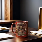 baratos Canecas &amp; Chávenas-Caneca comemorativa do 250º aniversário dos EUA, caneca de cerâmica de 11 onças para café comemora o 250º aniversário dos Estados Unidos, a águia e a bandeira simbolizam o decorador patriótico,