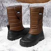 abordables Botas de invierno y nieve-Botas de nieve impermeables marrones para hombre: aislantes y duraderas, perfectas para deportes de invierno, raquetas de nieve y aventuras al aire libre.