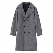 baratos Trench coat masculino-Homens Casaco Casaco impermeável Casaco longo Férias Diário Outono Inverno Poliéster A Prova de Vento Manter Quente agasalhos Roupa Moda Clássico Tecido Bolsos Lapela Trespassado