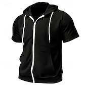 cheap Basic Hoodies-Men's Hoodie Full Zip Hoodie Black Pink Wine Purple Fuchsia Hooded Plain Drawstring Pocket Sports &amp; Outdoor Daily Holiday Polyester Streetwear Basic Casual Summer Spring Clothing Apparel Hoodies