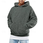 economico Felpa con cappuccio in pile-Per uomo Felpa con cappuccio Felpa con cappuccio in pile Felpa con cappuccio foderata in pile Nero Rosa Verde Caffè Grigio Con Cappuccio Semplice Tasca a marsupio Sport &amp; Outdoor Casuale Quotidiano
