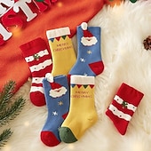 billiga Barns julklädesaccessoarer-Barn Pojkar 3 Par Jul julklapp Strumpor Flerfärgad Julgran jultomten Mönster Höst Vinter Dagliga kläder