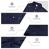 cheap Men&#039;s Classic Polo-Men&#039;s Polo Shirts Golf Shirt Business Casual Ribbed Polo Collar Long Sleeve Fashion Basic Solid Color Buttons Front Pocket Summer Spring &amp;  Fall All Seasons Regular Fit Dark Grey Denim Blue Black