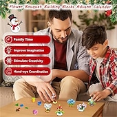 Недорогие Адвент-календарь-Адвент-календарь, цветочные букеты, строительные блоки для детей, 24-дневный рождественский подарочный календарь с 24 красочными цветочными букетами, сделанными из строительных блоков, рождественский