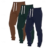 お買い得  ジョガーズ-男性用 スウェットパンツ ジョガー ズボン カジュアルパンツ ドローストリング 伸縮袖口 マルチパック 平織り 履き心地よい ウォーム 全長 アウトドア カジュアル 日常 クラシック ベーシック ブラック+ネイビーブルー+ライトグレー ブラック＋ライトグレー＋ダークグレー