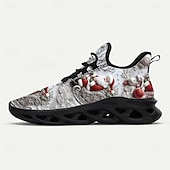  Tênis masculinos com estampa de rena de Natal – tênis divertidos e festivos, confortáveis para passeios casuais e comemorações de Natal